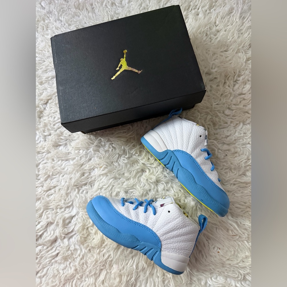Jordan 12 Retro Baby Sneakers in Blue and White